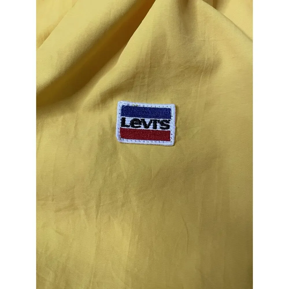Levi's Hooded Half Zip Windbreaker Jacket XL Yellow Blue Colorblock Logo Nylon